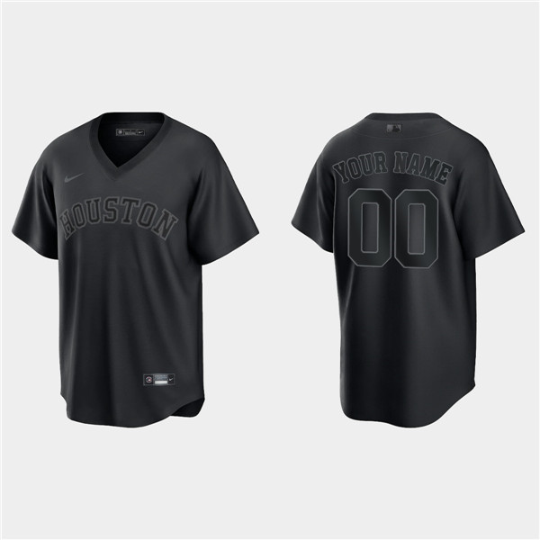 Men's Houston Astros ACTIVE PLAYER Custom Black Pitch Black Fashion Replica Stitched Jersey - Click Image to Close